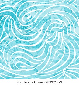 Abstract pattern with watercolor background. Vector illustration