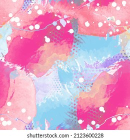 Abstract pattern with watercolor elements. Bright colors mixture.