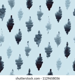 Abstract pattern of watercolor rhombuses. Seamless texture. Indigo color, dark blue, denim.