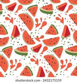 Abstract pattern watermelon in flat style. Fresh Seamless pattern. Summer time print. For vape, juice or ice cream background.