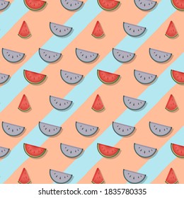 Abstract pattern with watermelon slices. Wallpaper, print, modern textile design, wrapping paper