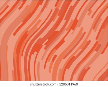 Abstract pattern with wave lines. Coral color striped background. Minimal design. Geometric wavy backdrop. Vector illustration