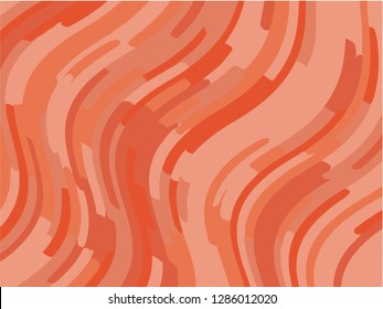 Abstract pattern with wave lines. Coral color striped background. Minimal design. Geometric wavy backdrop. Vector illustration