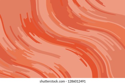 Abstract pattern with wave lines. Coral color striped background. Minimal design. Geometric wavy backdrop. Vector illustration