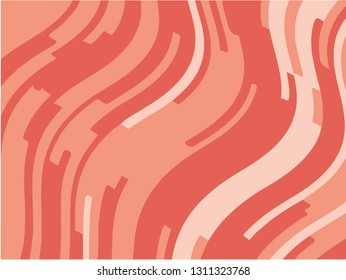Abstract pattern with wave lines. Coral striped background. Minimal design. Geometric wavy backdrop. Vector illustration