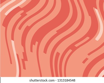 Abstract pattern with wave lines. Coral striped background. Minimal design. Geometric wavy backdrop. Vector illustration