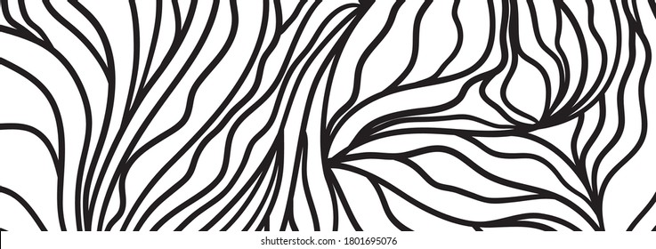 Abstract pattern with waves. Wavy background. Black and white illustration
