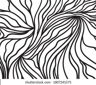Abstract pattern with waves. Wavy background. Hand drawn lines. Black and white illustration