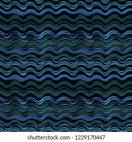 abstract pattern with wavy lines, natural motif, seamless vector pattern in blue