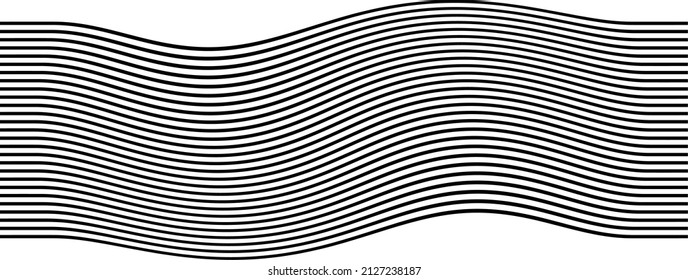 Abstract pattern of wavy stripes or rippled 3D relief black and white lines background. Vector twisted curved stripe modern trendy.