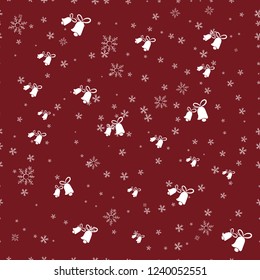 Abstract pattern, white bell, snowflake on red background. Suitable for making patterns, wrapping paper, tablecloths. vector seamless pattern