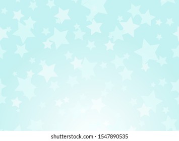abstract pattern with white and blue stars of different rotation and size. Light blue background. magic vector illustration. Cosmos texture for paper, wrapping and fabric.