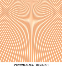 Abstract pattern from White Fanning Vertical Lines on orange background for greeting, banner, business card. Vector ornament.