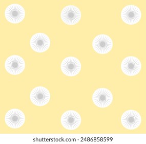 Abstract pattern of white flowers on a yellow background. Seamless pattern for fabric