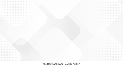 Abstract pattern white geometric banner design background. Halftone corner texture. Faded dot pattern for design prints.