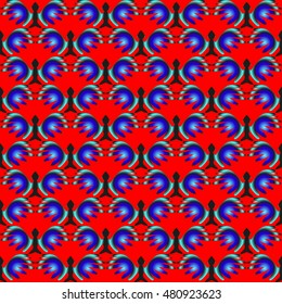 Abstract pattern wings of birds in red and blue.