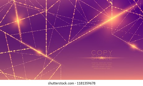 Abstract pattern wireframe polygon bokeh light frame structure and lens flare, Business strategy concept design illustration isolated on purple gradient background with copy space, vector eps 10