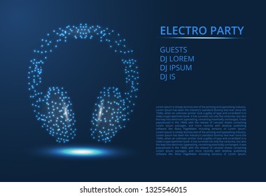 Abstract pattern of wireless headphones. Headphones in the form of lines and points, broken triangles, in the form of glass fragments.