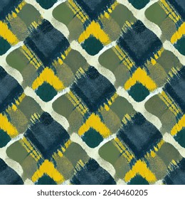 Abstract pattern of yellow, green, and navy blue plaid design, plaid seamless pattern, Vector illustration background for print the paper.