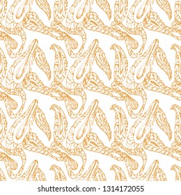Abstract pattern in yellow indian style isolated on white background, stock illustration for design and decoration, fabrics, wrapping paper