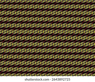 Abstract Pattern with Yellow Ovals Blue Shapes and Red Accents on Black