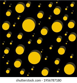 Resumen patrón amarillo trazo círculos manchas y líneas sobre un fondo negro. Antecedentes de ropa y maletas. Aplicación a la ropa de baño. Globos amarillos, fondo brillante