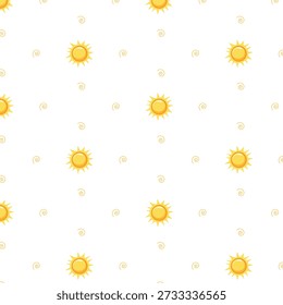 Abstract pattern of yellow suns. Factory textiles.