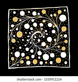 abstract pattern yellow and white on black square background