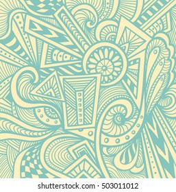 Abstract pattern  in  Zen tangle or Zen doodle style  in beige light blue for wallpaper or  for packed something or for clothes or for cosmetic perfume or for web or for  techno background