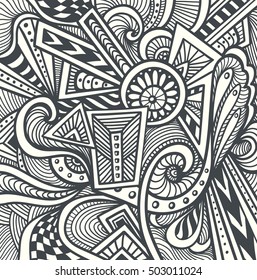 Abstract pattern  in  Zen tangle or Zen doodle style  in black white for relax coloring page or adult coloring books or  for wallpaper or  for packed something or for clothes