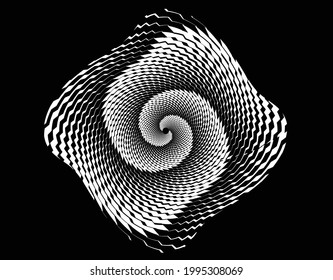  Abstract pattern. zig zag texture with wavy, billowy lines. Optical art background. Wave design black and white. Digital image with a psychedelic stripes. Vector illustration