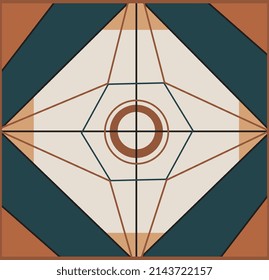 Abstrakte gemusterte Azulejo-Fliesen, geometrischer Hintergrund.Vektor-Textur Muster.Portugiesische Bodenfliesen Azulejo-Design.Fußbodenzement Talavera Fliesen Tapete. Keramikdesign.