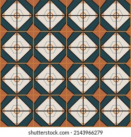 Abstract patterned azulejo floor tile, geometric background.Vector Ceramic tiles seamless pattern.Portuguese floor tiles azulejo design.Floor cement Talavera tiles wallpaper.Ceramic design.