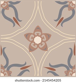Resumen azulejo con estampado en el suelo, fondo geométrico.Ilustración vectorial, azulejos de suelo portugués diseño.Cemento del suelo Papel tapizado de Talavera.Diseño cerámico.
