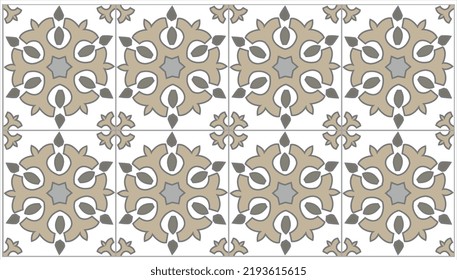 Abstract patterned azulejo floor tile, geometric background.home decor Vector Ceramic tiles seamless pattern.Portuguese floor tiles azulejo design.Floor cement Talavera tiles wallpaper.Ceramic design.