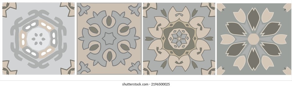 Abstract patterned azulejo floor tile, geometric background.Vector Ceramic tiles seamless pattern.Portuguese floor tiles azulejo design.Floor cement Talavera tiles wallpaper.Ceramic design.
