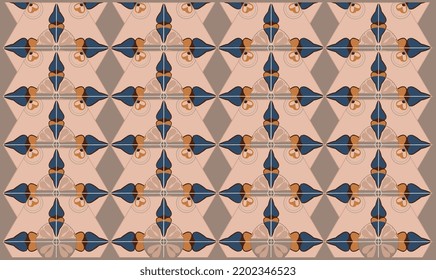 Abstract patterned azulejo floor tile, geometric background.Vector Ceramic tiles seamless pattern.Portuguese floor tiles azulejo design.Floor cement Talavera tiles wallpaper.Ceramic design.