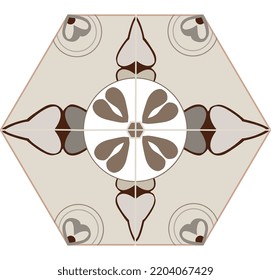 Abstract patterned azulejo floor tile, geometric background.Floor cement Talavera tiles wallpaper.Ceramic design.Vector Ceramic tiles seamless pattern.Portuguese floor tiles azulejo design.