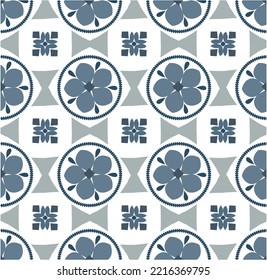 Abstract patterned azulejo floor tile, geometric background.Vector illustration of Azulejo on light background..Portuguese floor tiles azulejo design.Bathroom. Ceramic tile Interior Design.