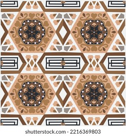 Resumen azulejo con estampado en baldosas, fondo geométrico.Ilustración vectorial de Azulejo sobre fondo claro.. Baldosas portuguesas azulejo diseño.Baño. Diseño interior de azulejos cerámicos.