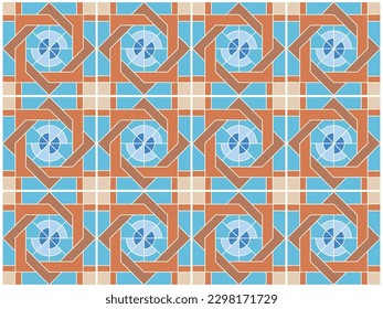 Abstract patterned azulejo floor tiles, geometric background.Portuguese floor tiles azulejo design.Floor cement Talavera tiles wallpaper.Ceramic design.Vector Ceramic tiles seamless pattern.