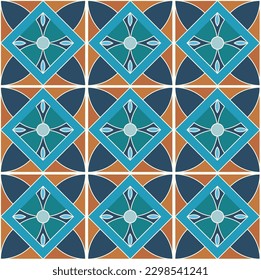 Baldosas de suelo de azulejo con estampado abstracto, ilustración vectorial, fondo geométrico.Diseño de azulejos de suelo portugués.Papel tapizado de azulejos de suelo de cemento de suelo de Talavera.Diseño cerámico.Baldosas de suelo de cemento Talavera.