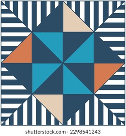 Baldosas de suelo de azulejo con estampado abstracto, ilustración vectorial, fondo geométrico.Diseño de azulejos de suelo portugués.Papel tapizado de azulejos de suelo de cemento de suelo de Talavera.Diseño cerámico.Baldosas de suelo de cemento Talavera.