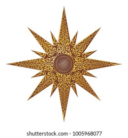 An abstract patterned vintage Christmas gold star design illustration
