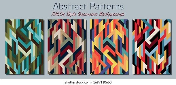 Patrones abstractos de los fondos repetitivos geométricos, colores vintage y formas de estilo de los años 60