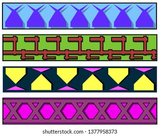 Abstract patterns arranged horizontally.