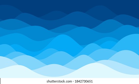 Abstract patterns blue sea ocean wave banner template vector background illustration.