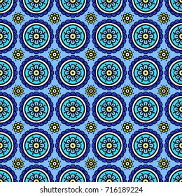 Abstract patterns color blue flowers