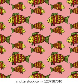 Abstract patterns color doodle fish Sketch
