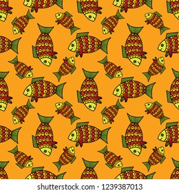 Abstract patterns color doodle fish Sketch